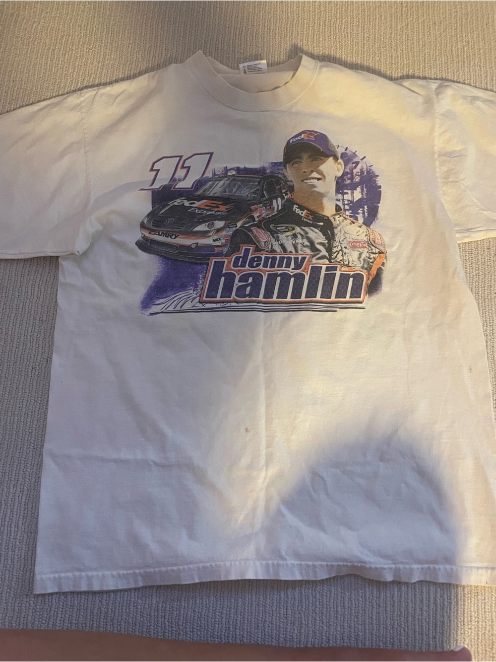Chase Authentics White Racing Graphic Tee with Purple and Black Accents